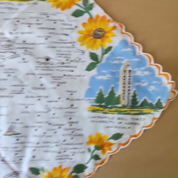 Vintage Hanky Handkerchief KENTUCKY State Capitol Map Sunflower Design Souvenir - Picture 5 of 12